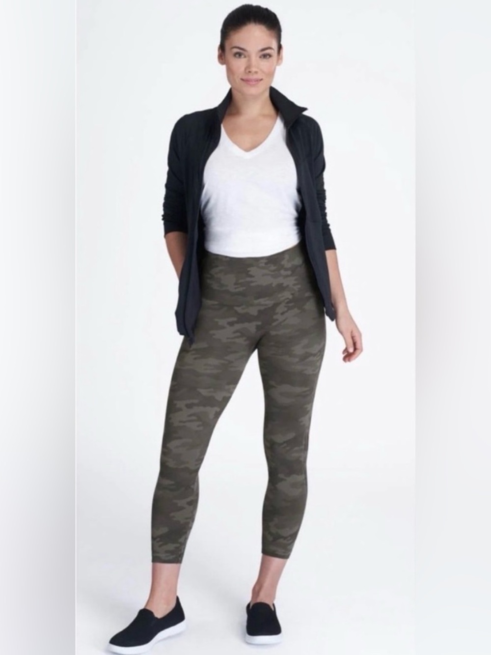SPANX Look At Me Now Seamless Cropped Leggings in Green Camo